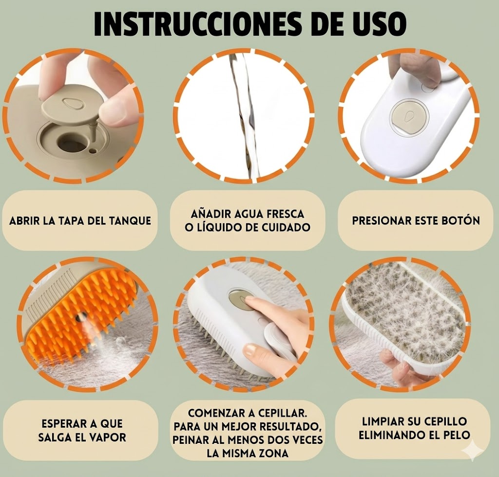 Cepillo Masajeador con Spray para Mascotas