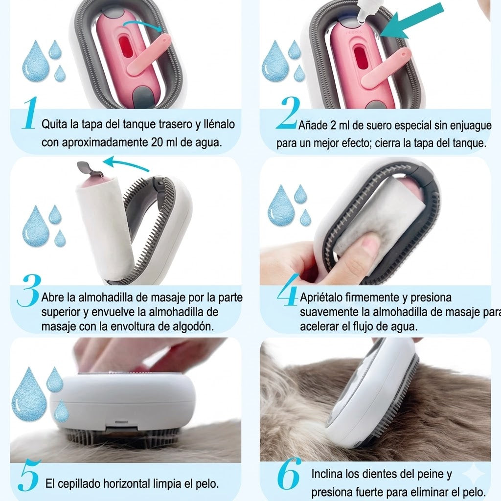 Cepillo Removedor de Pelo para Mascotas con Autolimpieza – Grooming 2 en 1
